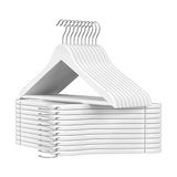 Songmıcs Ahşap Elbise Askıları, 10'lu Set, Masif Ahşaptan Elbise Askıları, Ceket Askıları, Omuz Bölgesinde Çentikler, Kaymaz, Ceketler, Gömlekler, 360° Döndürülebilen Kancalar Için, Beyaz CRW03W10 | E - 00 Bordo