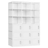 Songmics Ayakkabı Kutuları, 18'li Set, Plastik Kutular, Spor Ayakkabılar için, 44 Bedene Kadar Ayakkabılar için, 9 Şeffaf Kutu ve 9 Beyaz Kutu LSP009W01