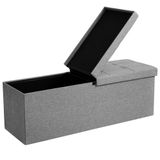 Songmics Depolama Alanlı Tabure, 110 x 38 x 38 cm, 300 kg'a Kadar Dayanıklı, Açık Gri LSF71G
