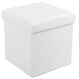 Songmics Depolama Alanlı Tabure, 300 kg'a Kadar Dayanıklı, Beyaz, 38 x 38 x 38 cm, LSF103