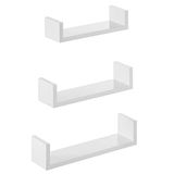 SONGMICS duvar rafları, 3'lü set, U şeklinde yüzer raflar, çok parlak yüzey, yaratıcı fikirler, MDF'den yapılmış depolama rafı, beyaz LWS40WT