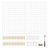 Songmics Fotoğraf Teli, 2'li Set, Duvar Dekoru, Çok Fonksiyonlu Duvar Teli, Duvar Izgarası, Diy, S Kancalı, Mandal ve Hasır Ipli, Beyaz Lpp02W