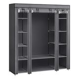 SONGMICS gardırop, kumaş gardırop, dokunmamış kumaş kapaklı, elbise askılı katlanır gardırop, 45 x 150 x 175 cm, 12 raf, metal çerçeve, yatak odası için gardırop, gri LSF03G