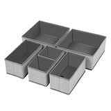 Songmics İç Giyim Saklama Kutuları, 6'lı Set, Çekmece Düzenleyici, Kumaş Kutular, Saklama Sepetleri, Keten Görünümlü Keçe Kumaş, Çorap, Kravat, Şal İçin Uygun, Gri