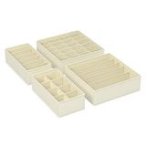 Songmics İç Giyim Saklama Kutuları, Çekmece Organizatörü, Dolap Organizeri, Katlanabilir, Sütyen, İç Çamaşırı, Çorap, Kravat İçin Katlanır Kutu, Kumaş Kutu 4'lü Set Bej Rus04M