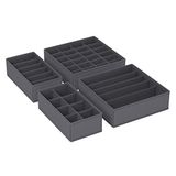Songmics İç Giyim Saklama Kutuları, Çekmece Organizatörü, Dolap Organizeri, Katlanabilir, Sütyen, İç Çamaşırı, Çorap, Kravat İçin Katlanır Kutu, Kumaş Kutu 4'lü Set Gri, Rus04Gy