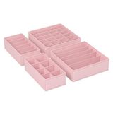 Songmics İç Saklama Kutuları, Çekmece Organizatörü, Dolap Organizeri, Katlanabilir, Sütyen, İç Çamaşırı, Çorap, Kravat İçin Katlanır Kutu, Kumaş Kutu 4'lü Set Pembe, Rus04Pk