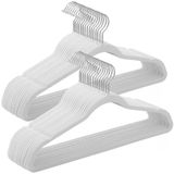 Songmics Kadife Elbise Askısı, 30'lu Set, Askı, Ceket Askısı, 41,5 cm Genişliğinde, Elbise Askısı, Ince, 360° Dönebilen Kanca, Mont, Gömlek ve Takım Elbise İçin, Beyaz Crf026W02