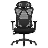 Songmics Ofis Sandalyesi, Ergonomik Çalışma Masası Sandalyesi, Bilgisayar Sandalyesi, File Sandalye, Ayarlanabilir Bel Desteği ve Baş Desteği, 150 Kg'a Kadar Taşıma Kapasitesi, Yüksekliği