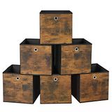 Songmıcs Saklama Kutusu, 6'Lı Set, Düzenleme Kutuları, Dokunmamış Kumaş, Katlanır Kutu, 30 X 30 X 30 Cm, Kumaş Kutu, Küp Raf İçin, Giysi D