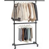 Songmics Songmıcs 2 Elbise Askısı, Uzatılabilir Gardırop Askısı, Tekerlekli Gardırop Askısı, Yüksekliği 113 Ila 180 cm Arasında Yüksekliği Ayarlanabilir, Alt Çubuk Ayarlanabilir, Siyah LLR401B01