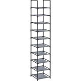 Songmics Songmıcs Ayakkabı Rafı, Ayakkabı Düzenleyici, 10 Raf, Açık Dar Ayakkabı Rafı, 33 x 33 x 173 Cm, Metal Çerçeve, Dokunmamış Kumaş Raflar, Koridor, Yatak Odası, Gri LSR110G01