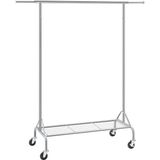 Songmics Songmıcs Metal Elbise Askısı, Ayakkabı Raflı, Tekerlekli, Ağır Yükler Taşıyabilir, 50 kg Taşıma Kapasiteli, Uzunluk 110,5-150,5 Cm, Krom Kaplama HSR02S - Gri