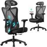 Songmics Songmıcs Ofis Sandalyesi, Ergonomik Çalışma Masası Sandalyesi, Bilgisayar Sandalyesi, File Sandalye, Ayarlanabilir Bel Desteği ve Baş Desteği, 150 Kg'a Kadar Taşıma Kapasitesi, Yüksekliği