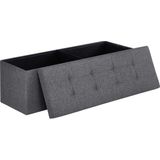 Songmics Tabure, Saklama Alanı, Sandık, Saklama Kutusu, Katlanabilir, Maks. Statik Yük 300 Kg, Bölücü, 120 Litre, 38 x 110 x 38 Cm, Keten, Koyu Gri LSF77K - -