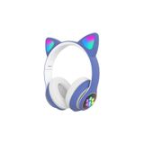 Sonia Bass A Kalite Kedi Kulağı Detaylı Bluetooth Kablosuz Rengarenk Işıklı Mavi Oyuncu Kulaklık
