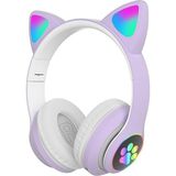 Sonia Kedi Kulağı Detaylı Bluetooth Kablosuz Rengarenk Işıklı Rgb Pembe Oyuncu Kulaklık - Mor