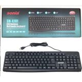 Sonia SN-X101 USB Multimedya Klavye, Siyah, Q Türkçe Düzen, Kablolu, Tam Boy