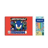 Sonic 17*25 15 Yp. Spiralli Resim Defteri - Pelikan Pastel Renkler 12li Kuru Boya 2'li Set