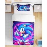 Sonic 3D Dijital Baskılı Tek Kişilik Çarşafsız Çocuk Nevresim Takımı - Mavi - 160 x 220 cm