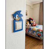 Sonic Anahtar & Priz Çerçevesi – El Yapımı Işık Anahtarı Süsü – Çocuk Odası Duvar Dekoru – Dekoratif Hediye