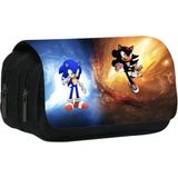 Sonic Büyük Kalemkutusu Çift Fermuarlı Sonic Kalem Kutusu - Siyah - çift fermuarlı cırtlı fermuarlı