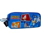 Sonic Desenli Kalem Kutu, Çift Bölmeli Kalem Kutu, Kalemlik, Kalem Kutu, Sonik, Sonic - 06550-Mavi - 20CM
