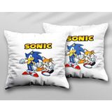 Sonic Karakter Yazııı Iki Adet Iki Tarafı Baskılı Yıkanabilir Yastık Kırlent Kılıfı - Krem - 43x43