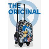 Sonic Lisanslı Erkek Çocuk Okul Çantası - Çıkarılabilir Çekçekli Sırt Çantası - Siyah/Mavi 2066