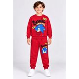 Sonic Lisanslı Erkek Çocuk Sweatshirt Eşofman Altı Takım 1991 - 9 - 10 Yaş - Kırmızı