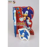 Sonic Lisanslı Hologramli Bloknot, Versatil Uçlu Kalem 0.7 mm ve Silgi Seti, Kırmızı