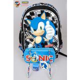 Sonic Lisanslı Sonıc Okul Çantası Kalem Çantası mini Kırtasiye Seti Kurşun Kalem silgi ve Kalemtraş