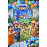Sonic Temalı Pinyata ve Sopası – Katlanabilir Doğum Günü Parti Oyunu 40 cm Konsept Seçenekli