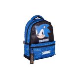 Sonic The Hedgehog Çocuk Okul Sırt Çantası, 3 Bölmeli, Mini Cepli, Mavi-Siyah