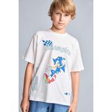 Sonıc The Hedgehog Lisanslı New Regular Fıt Bisiklet Yaka Kısa Kollu Ecru Tişört Erkek Çocuk