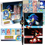 Sonic The Hedgehog Sonic and Shadow Stationery Journal Set - Bundle with Notebook Pen, Sticky Note Tabs, Stickers, More for Kids and Shadow Journal Notebook Stationery Set