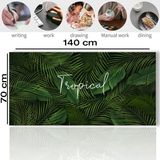 Sonic Touch Tropikal Palmiye Yaprağı Kaydırmaz Dikişsiz Silinebilir Yıkanabilir Yeşil Masa Matı Pad 70X140CM