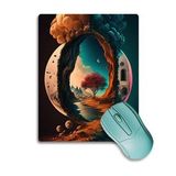 SonicTouch Ay ve Ağaç Temalı Kaydırmaz Gaming Oyuncu Dikişsiz Mavi Turuncu Mouse Pad/Ped 17x21cm