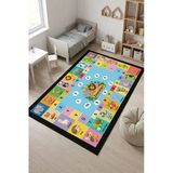 Sonictouch Çocuk Oyun Halısı Türkçe Eğitici Hayvanlar Alfabeli Halı Kaymaz Dijital Baskı 70X120cm