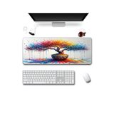 Sonictouch Klavye Mousepad 40X90cm Dikişsiz Pürüzsüz Sıvı Geçirmez Kaymaz Taban Renkli Hayat Ağacı