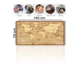 SonicTouch Masa Matı 70x140cm Kaymaz Deri Taban Silinebilir Vintage Retro Dünya Haritası