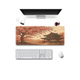 Sonictouch Ultragrand Japon Kiraz Ağacı Ve Japon Evi Dikişsiz Xxl Gaming Oyuncu Masaüstü Pembe Klavye Mouse Pad 40X90cm