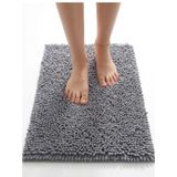 Şönil Banyo Paspası, Mikro Elyaf, Beyaz, 40x60 cm Banyo Halısı, Uzun Tüylü, Yüksek Emicilik, Makinede Yıkanabilir (Gri)