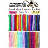 Şönil Pastel Metalik Ve Ana Renkler 30 Cm 75 Li 1 Paket Renkli Tüylü Tel Peluş Tel 30 Cm Elişi Okul Projeleri Süsleme