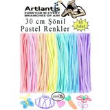 Şönil Pastel Renkler 30 Cm 50 Li 1 Paket Pastel Renkli Tüylü Tel Peluş Tel 30 Cm Elişi Okul Projeleri Süsleme