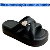 Sonimix Yüksek Tabanlı Ortopedik Kadın Terlik Havuz Plaj Deniz Terliği - 00-Siyah