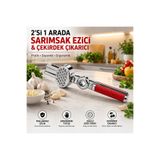 Sonline Sarımsak Ezeceği ve Çekirdek Çıkarıcı Bir Arada Metal Sarımsak Presi Paslanmaz Manuel Pres Aracı