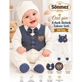 Sönmez Bebe Erkek Bebek Özel Gün Takım Seti 56/2AY – Yelekli Papyonlu Şık Mevlüt Bebek Takımı-Bebek Hediyelik - 1 - 2 Ay - Kırık Beyaz