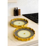 sonnenflügel 2'li Set Love Birds Kuş Desenli Gold Detaylı Sunum Tepsisi Büyük Küçük Boy 2 Adet Luxury - Yeşil