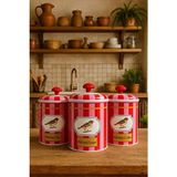 sonnenflügel Love Birds Kuş Desenli 3'lü Set Plastik Saklama Kavanozu Kahve Çay Şeker - 1 lt - Çok Renkli